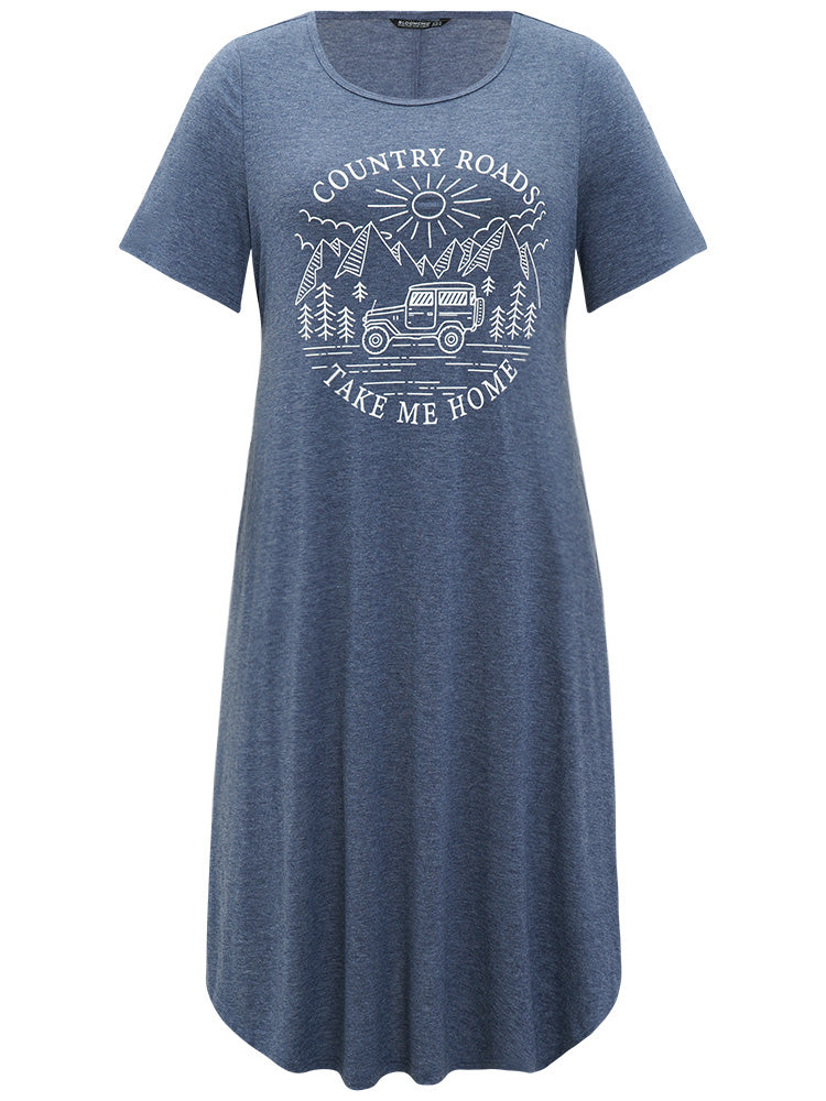 Supersoft Essentials Letter & Graphic Print Arc Hem Dress