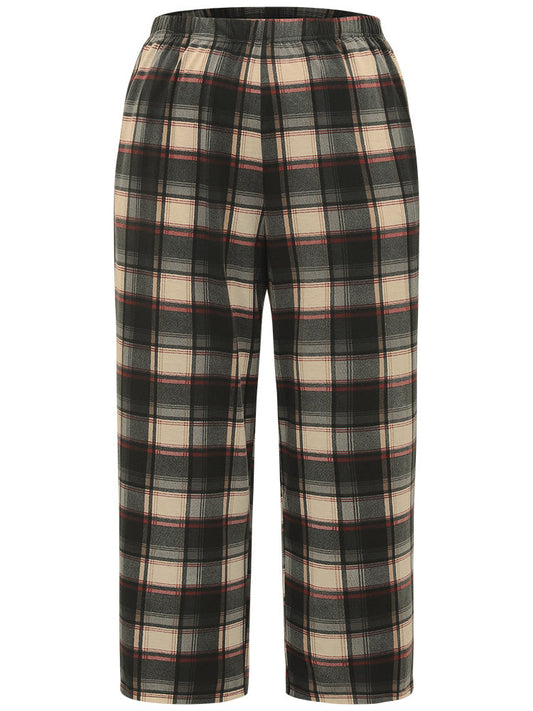 Halloween Plaid Pocket Elastic Waist Sleep Pants