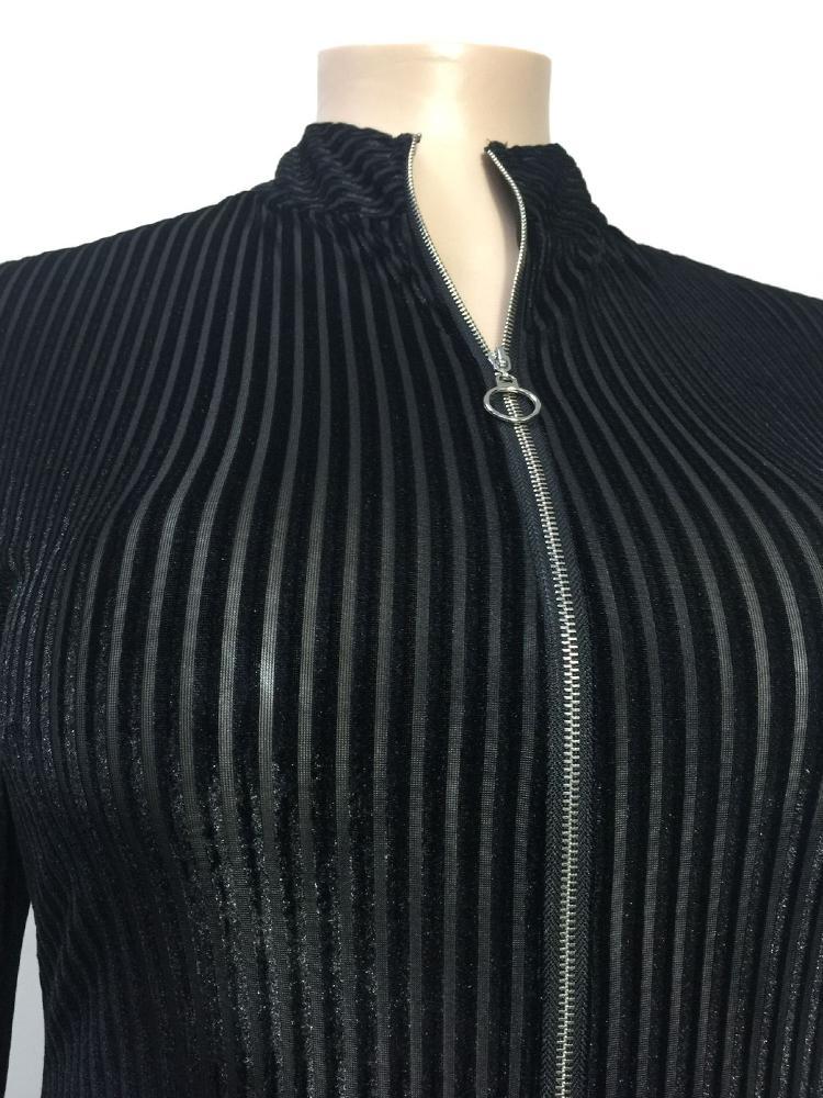 Zipper Up Stand Collar Knit Jumpsuit