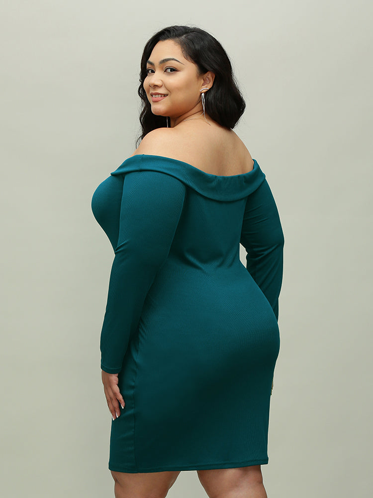 Off-shoulder Solid Color dress