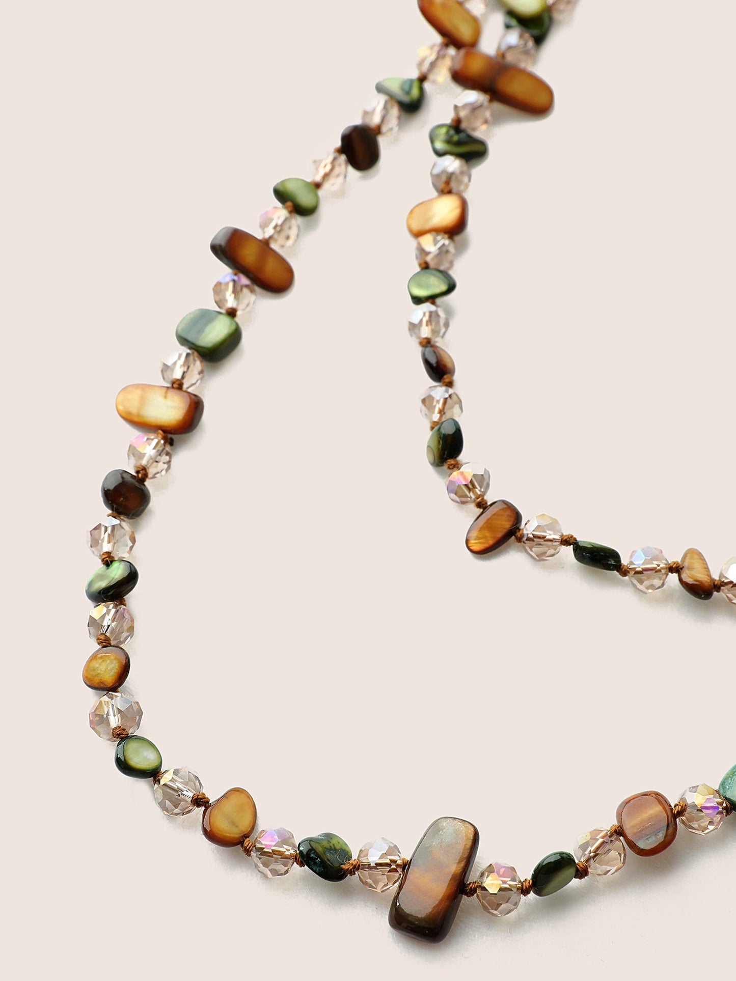 Colored Natural Stone Layered Chain Necklace