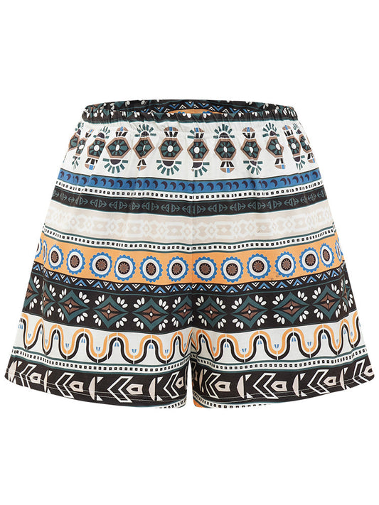 Bandana Print Pocket Elastic Waist Sleep Shorts