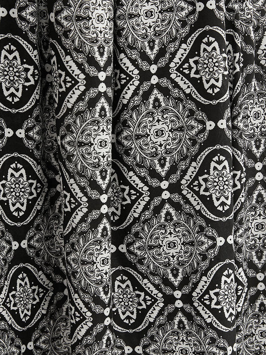 Bandana Lantern Sleeve Pocket Ruffles Surplice Neck Maxi Dress