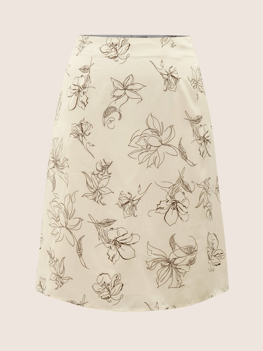 Floral Print Pocket Zipper Fly Skirt