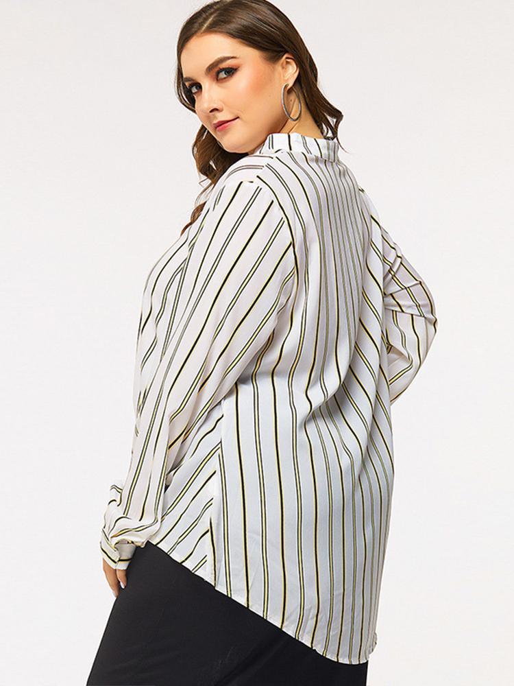 Striped V-neck Commute Blouse
