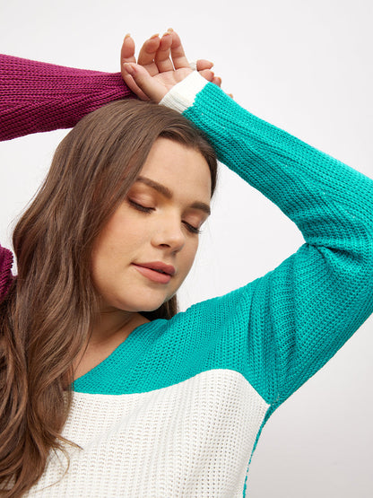 Color Block Cross Knot Sweater