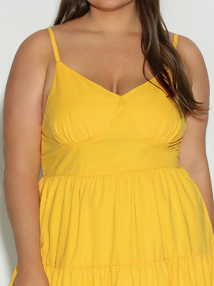 Ruffle Hem Backless Cami Dress