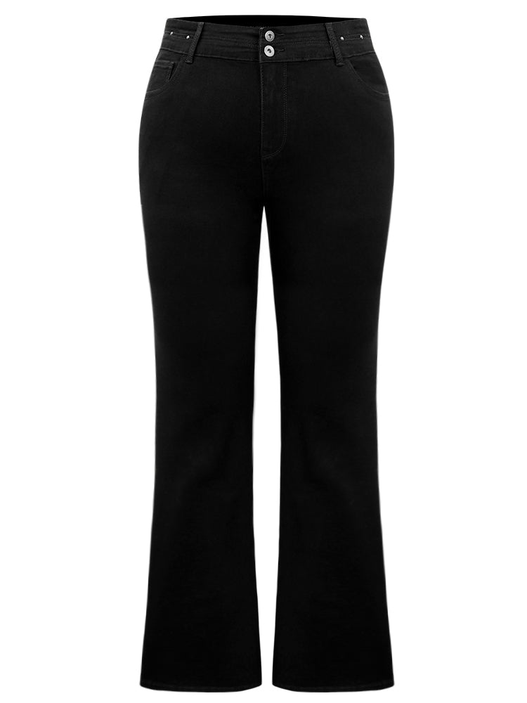 Very Stretchy Beaded Detail Bootcut Jeans