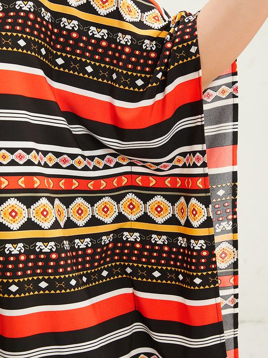 Bandana Dolman Sleeve Open Front Cover Up