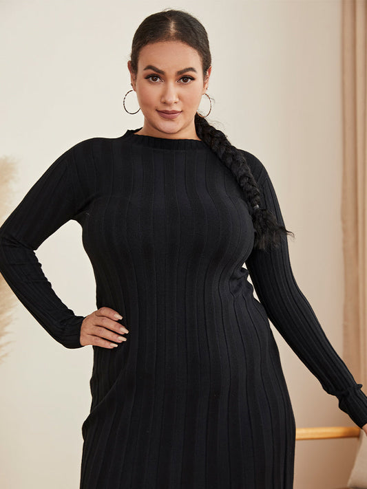 Solid Color Bodycon Sweater Dress