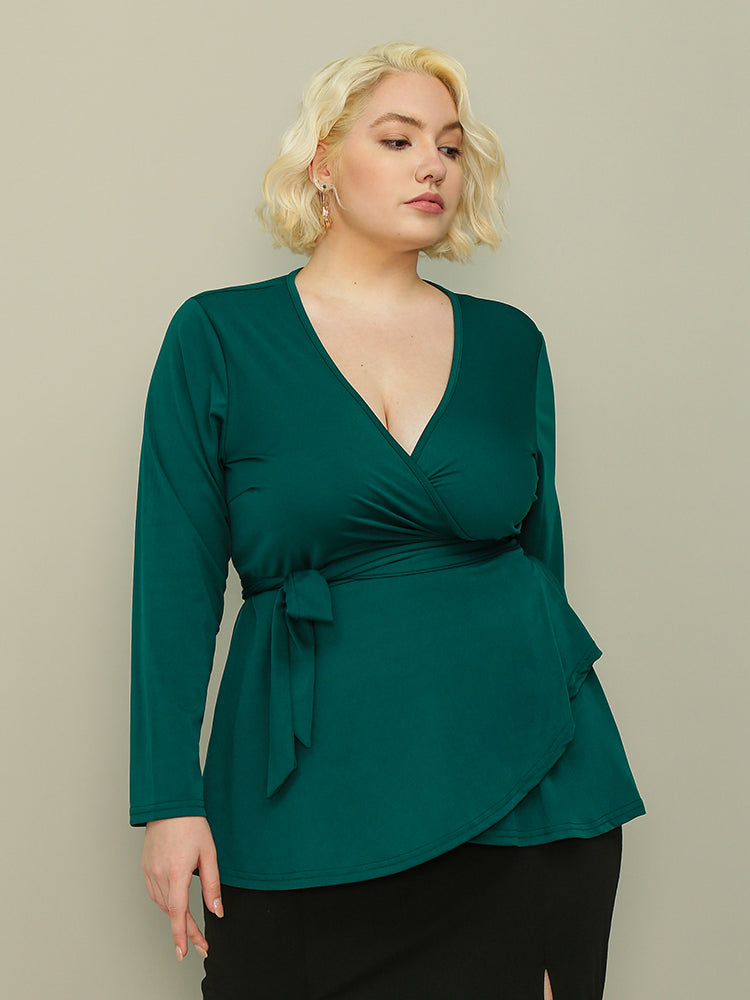 Lace Up Irregular V-neck Top