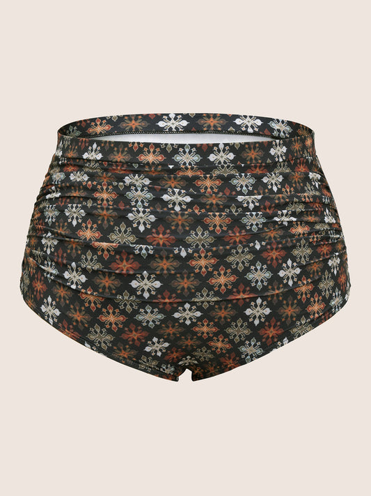 Bandana Print Gathered High Rise Swim Bottom