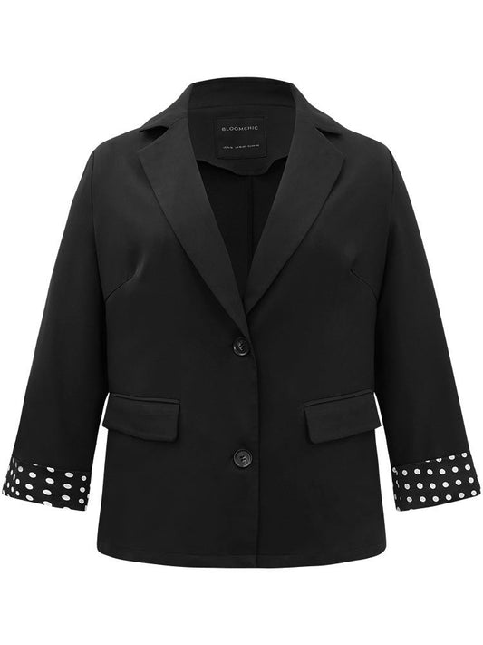 Suit Collar Polka Dot Patchwork Button Up Blazer