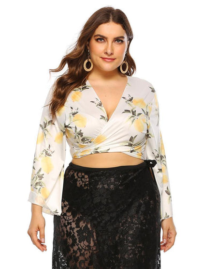 Printed V-neck Sexy Crop Top