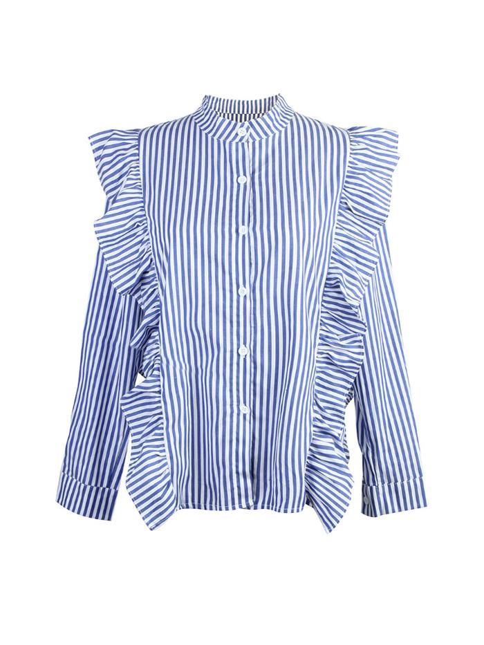 Ruffle Stand Collar Blouse