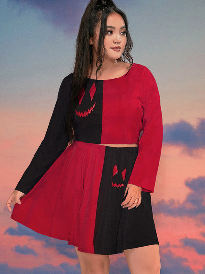 Halloween Print Contrast Crop T-shirt