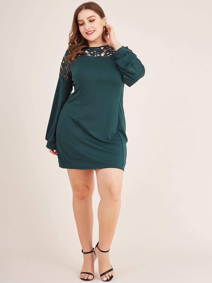 Hollow Out Lantern Sleeve Dress