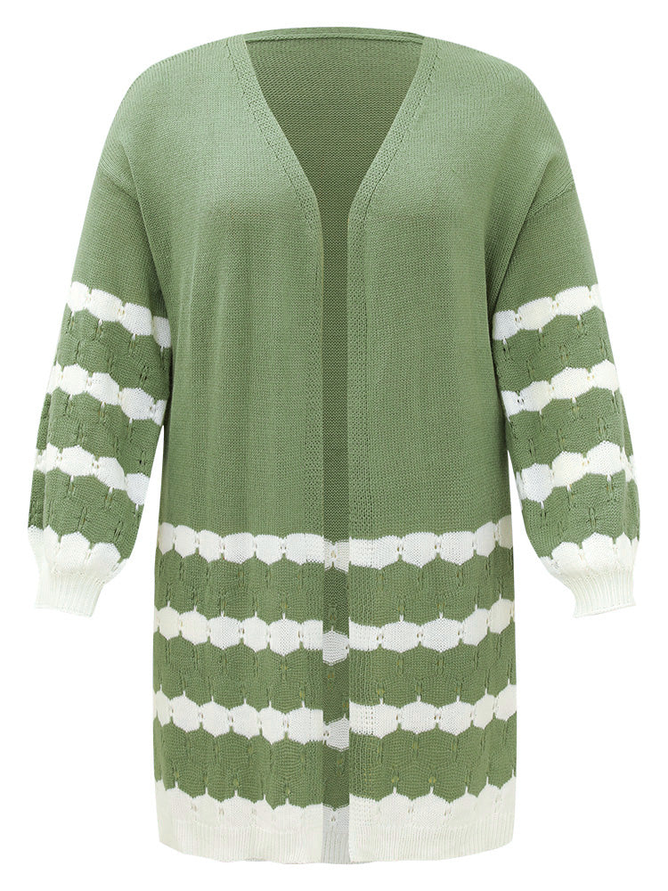 Two Tone Open Front Split Side Cardigan