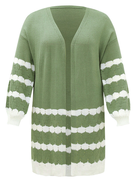 Two Tone Open Front Split Side Cardigan