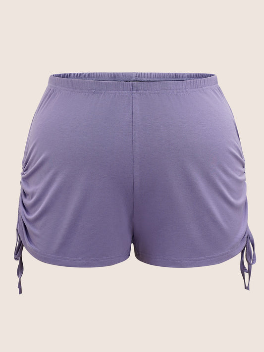 Plain Elastic Waist Drawstring Sleep Bottoms