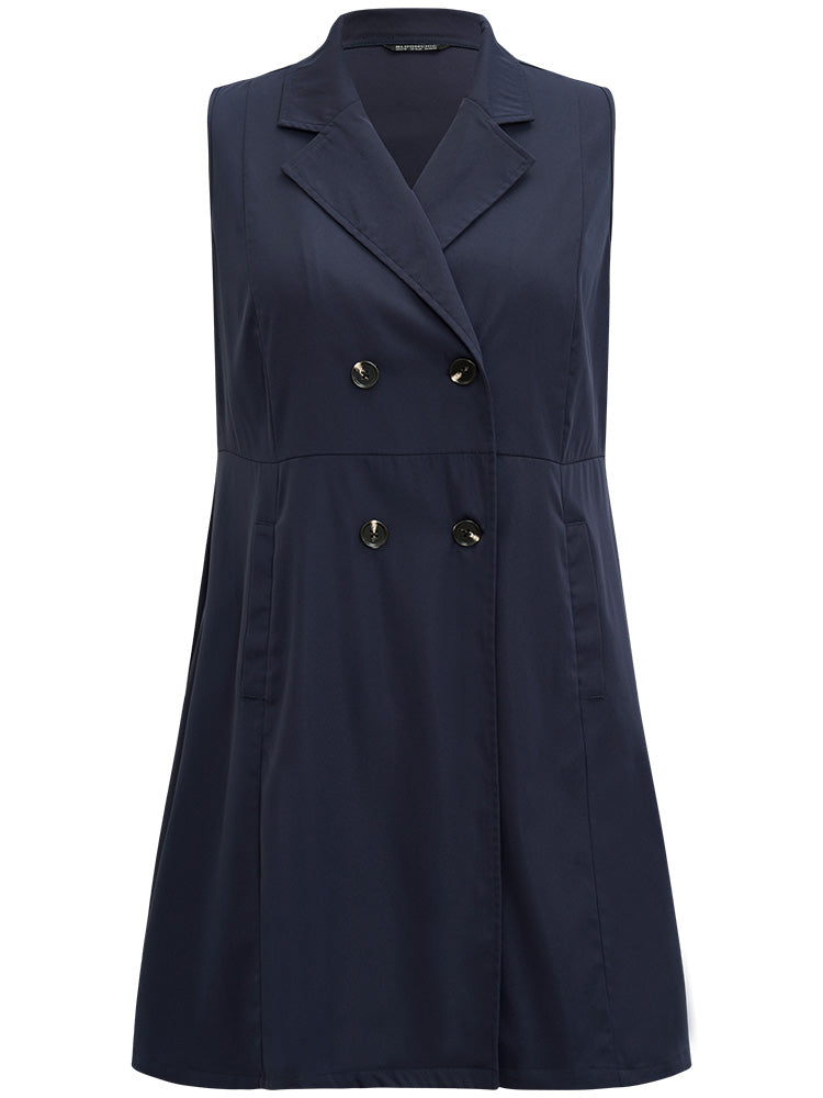 Plain Pocket Button Through Suit Collar Coat