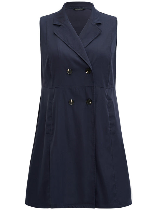 Plain Pocket Button Through Suit Collar Coat