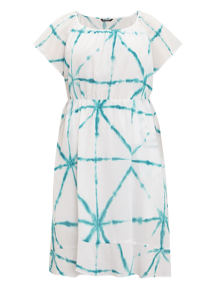 Tie Dye Raglan Sleeve Pocket High Low Dress