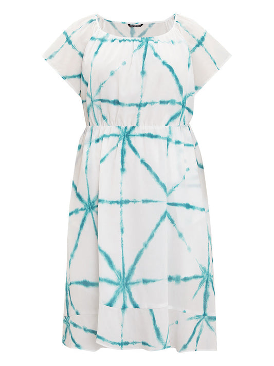 Tie Dye Raglan Sleeve Pocket High Low Dress