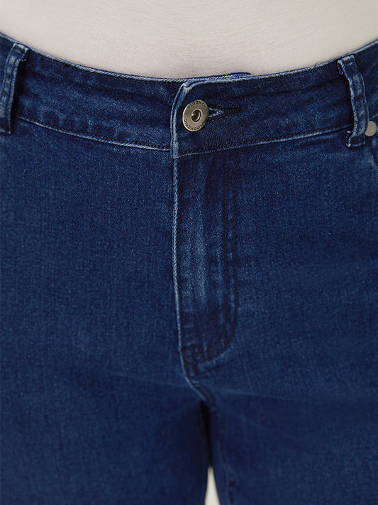 Bootcut Very Stretchy High Rise Dark Wash Tie Dye Jeans