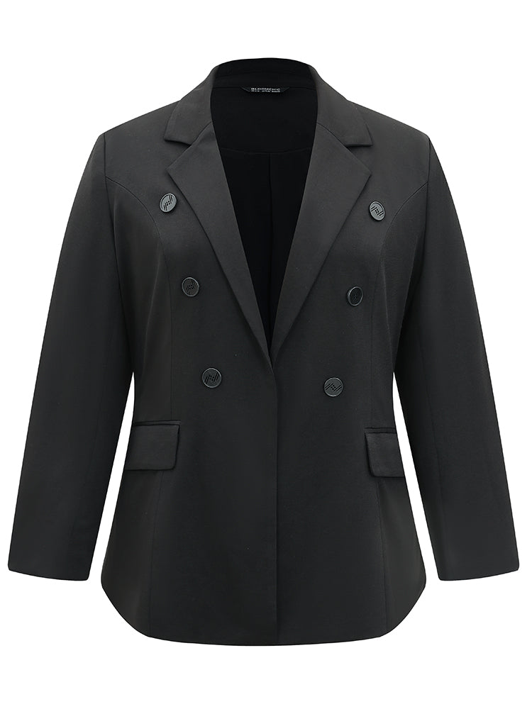 Plain Suit Collar Pocket Button Up Blazer