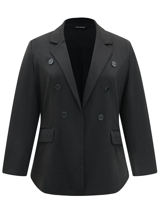 Plain Suit Collar Pocket Button Up Blazer