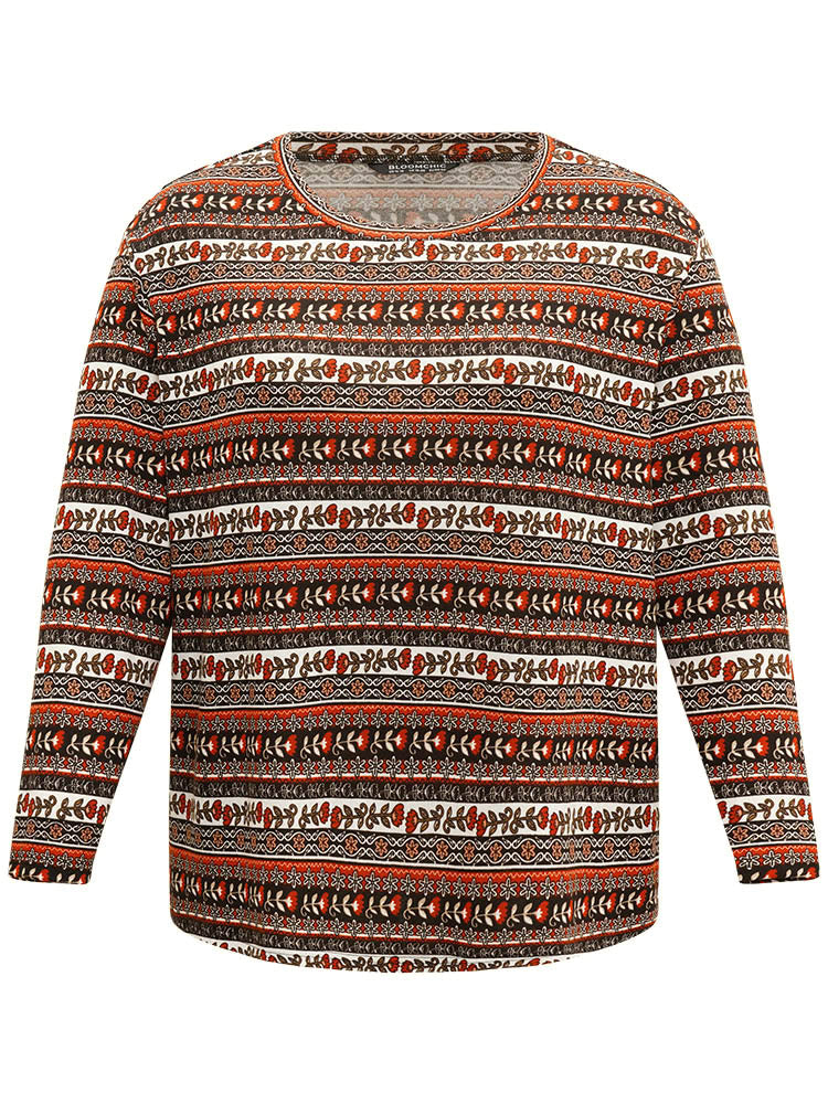 Halloween Bohemian Print Crew Neck Sleep Top