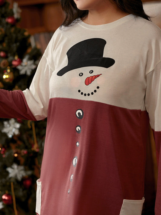 Christmas Print Color Block T-shirt