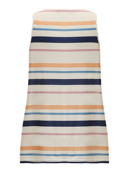 Striped Contrast Crochet Lace Tank Top