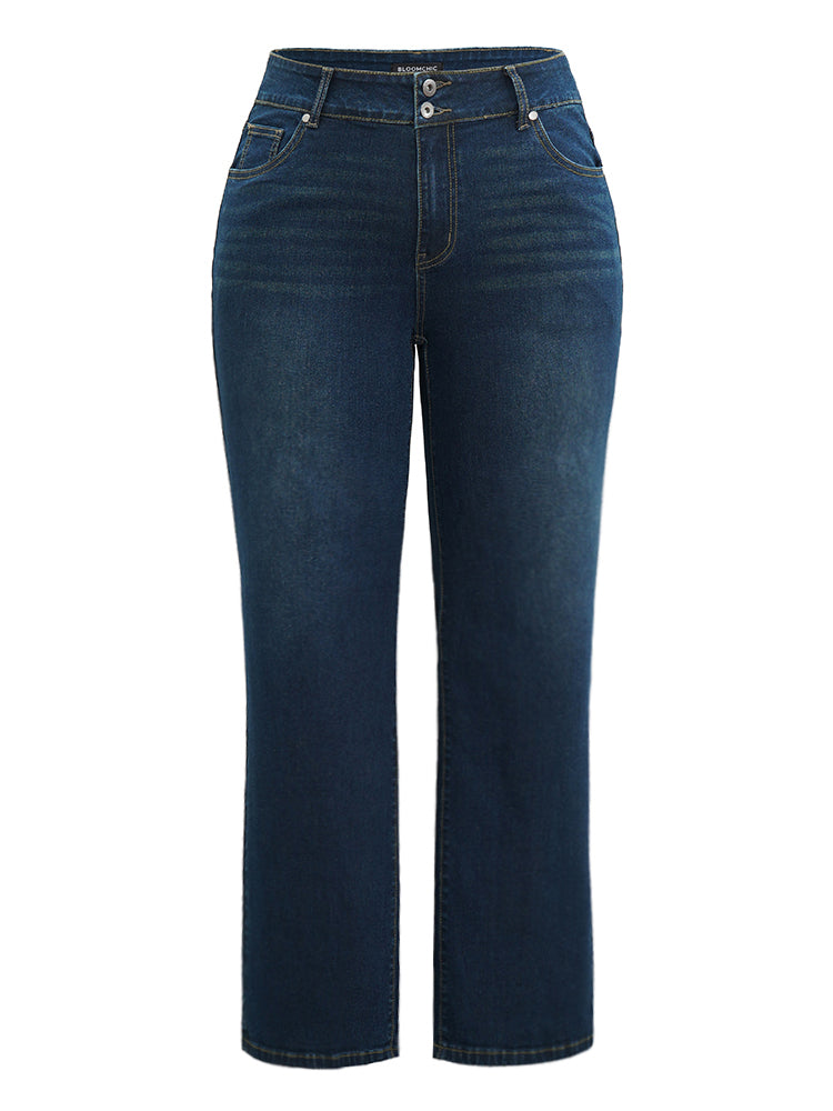 Straight Leg Full Length Pocket Zipper Jeans