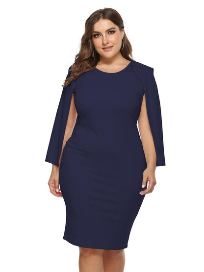 Split Sleeve Round Neck Solid Dress