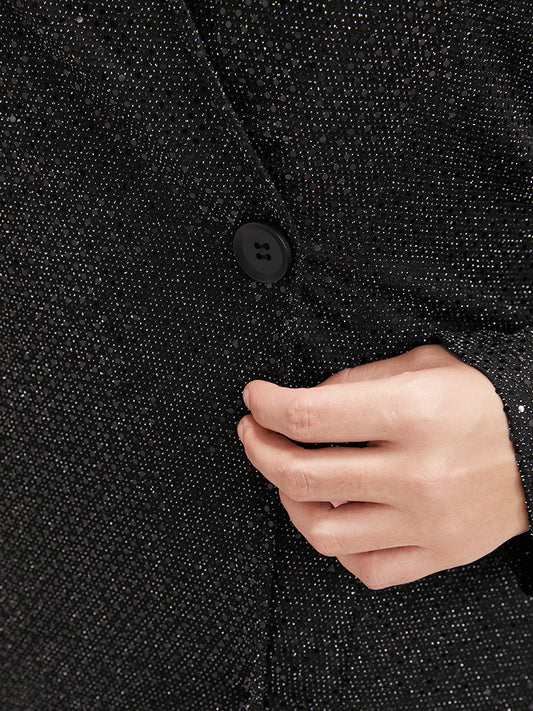 Solid Wrap Sequin Button Side Blazer Dress
