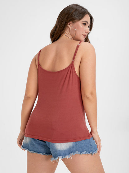 Plain Button Rib Cami Top
