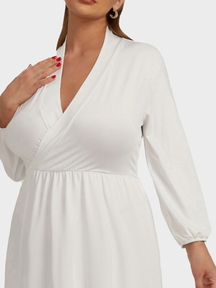 Plain Surplice Neck Bodycon Dress