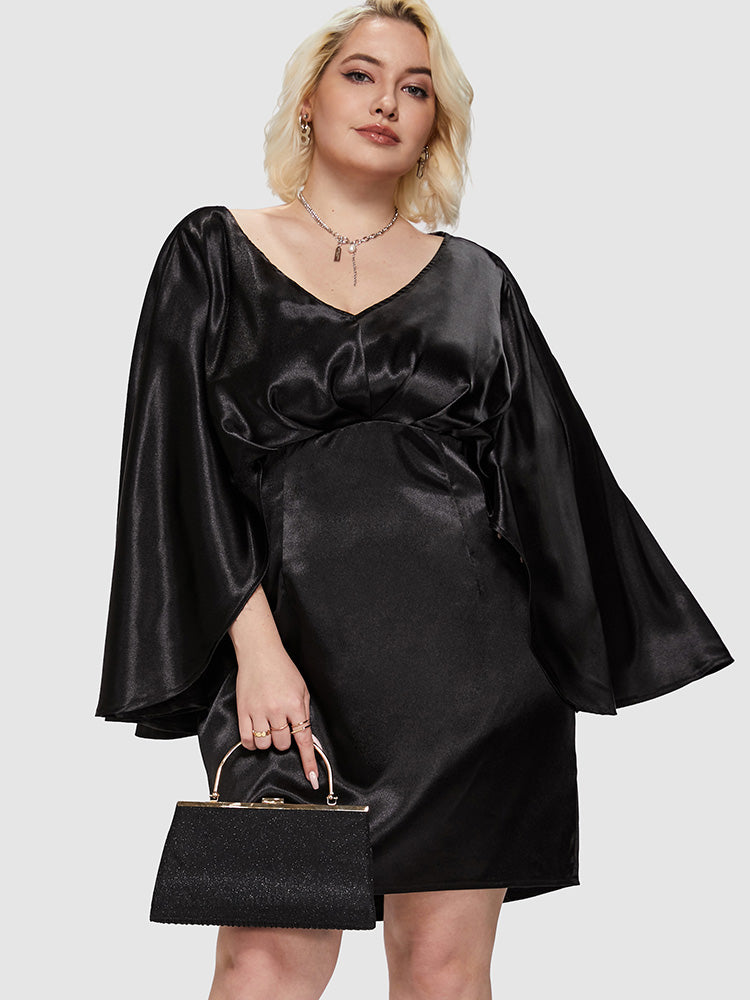 Dolman Sleeve Satin Dress