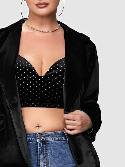 Button Velvet Pocket Blazer