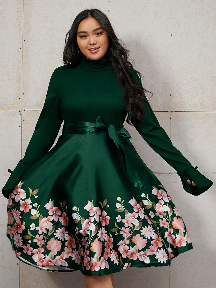 Floral Ribbon Knotted Dress