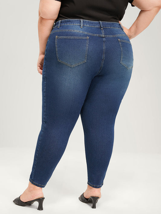 Skinny Very Stretchy High Rise Dark Wash Pocket Jeans