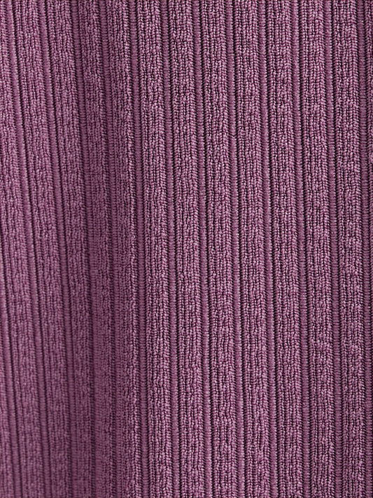 Solid Polo Neck Rib Knit Long Tee