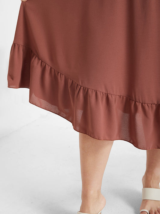 Plain Ruffle Eyelet Lace Chiffon Cami Dress