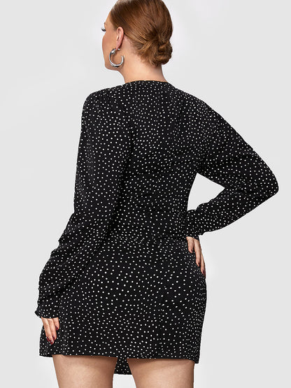 Polka Dot Drawstring Dress