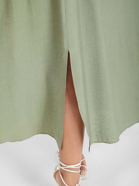 Bloom Dress - Plain Button Ruched Drawstring Sleeve Dress