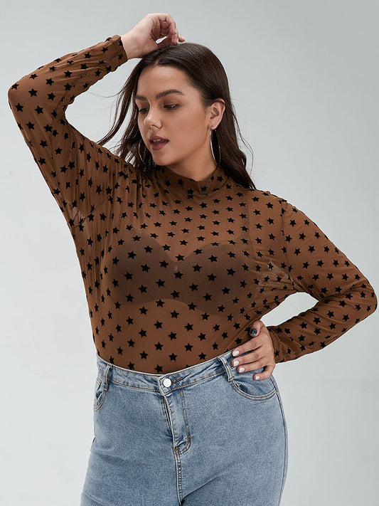 Polka Dot Mesh Printing Regular T-shirt