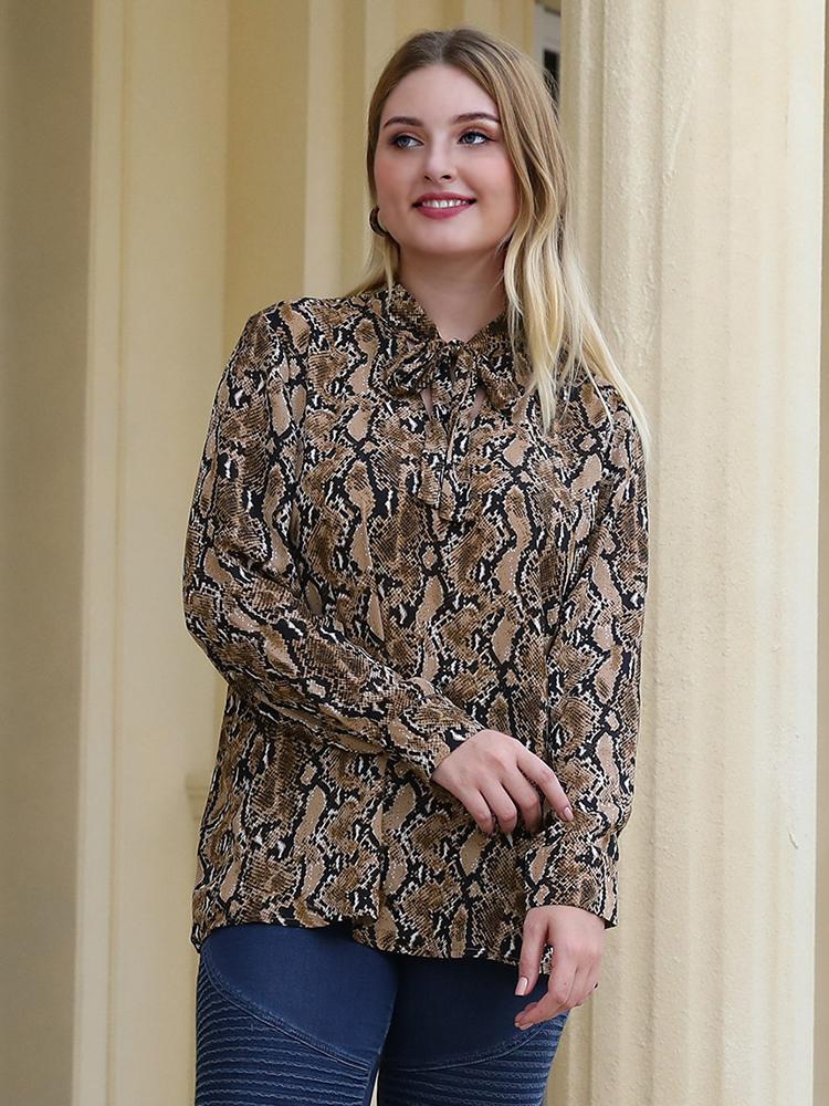 Animal Printed Bow Tie Blouse