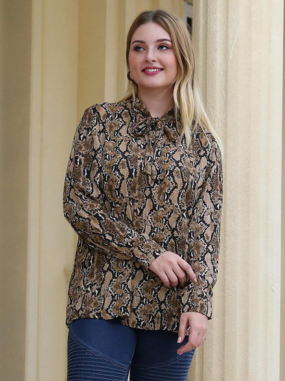 Animal Printed Bow Tie Blouse